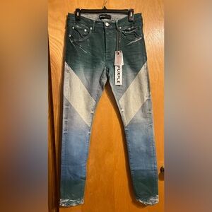 Purple brand coated diagonal light indigo/multicolor Men's Jeans with tags 30